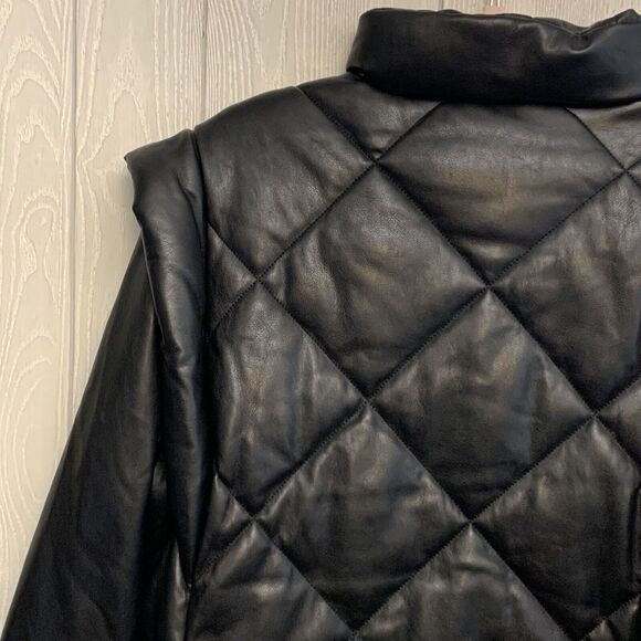 Pistola Callista Long Sleeve Puffer Jacket Vest Black Faux Leather Medium NWT - Picture 10 of 10